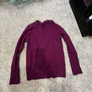 Women's Burgundy Sweater with Button Detail